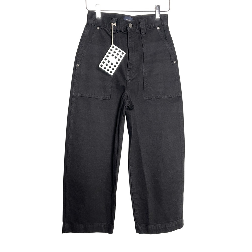 Khaite Wide Leg Crop High Rise Denim Jeans Size 26 Black